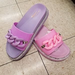 Glaze Chunky Chain Rhinestone Sandals